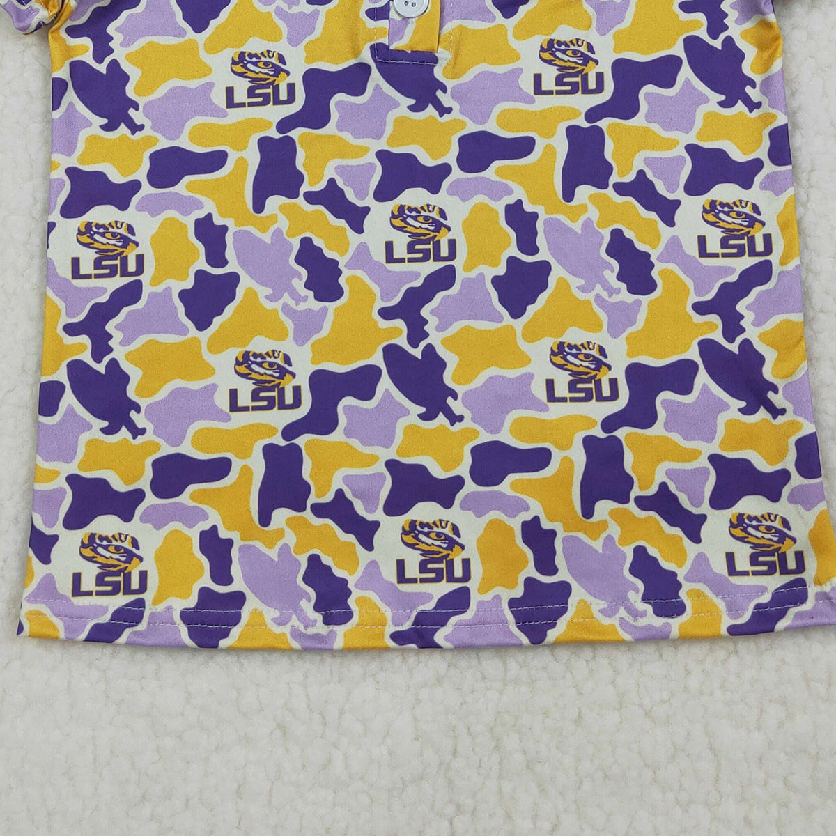 3.30 RTS NO MOQ （In stock）BT1744 Purple yellow camo kids boys team polo shirt
