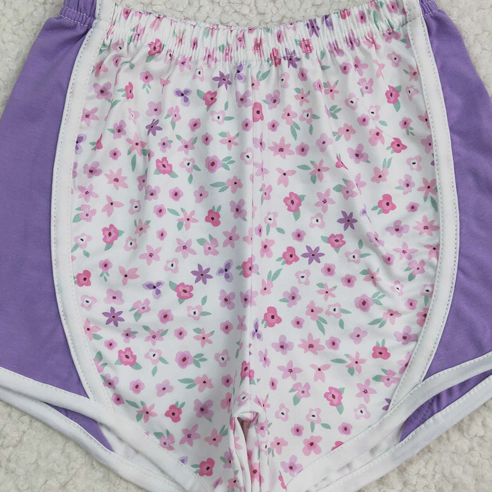 6.19 SS0524RTS NO MOQ Baby Girls Shorts Baby Girls Lavender Floral Strawberry Shorts Bottoms