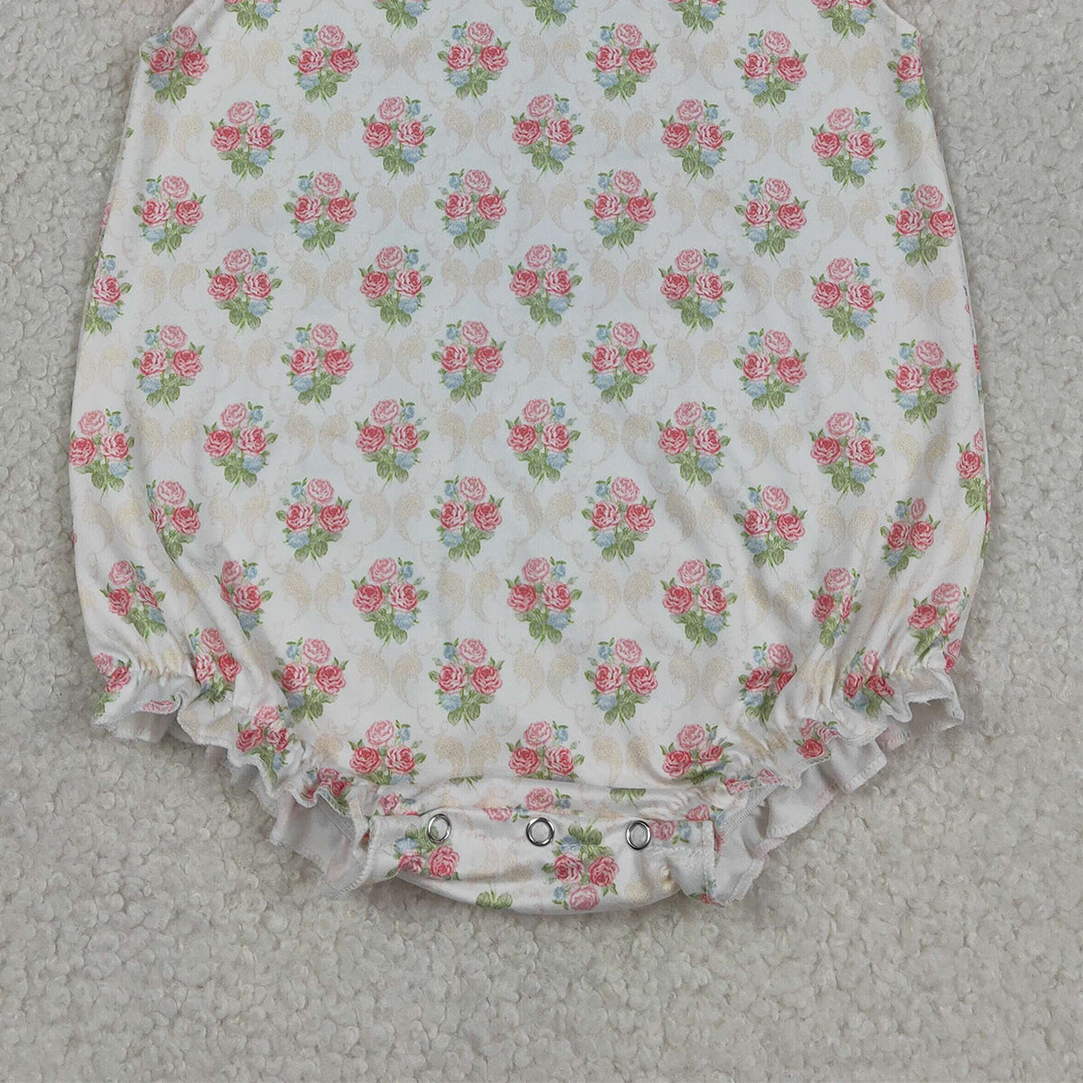 3.13 RTS NO MOQ （In stock）SR3677 Children's Fashion Romper Baby Girls Pink Flutter Sleeve Flowers Checked Ruffle Rompers