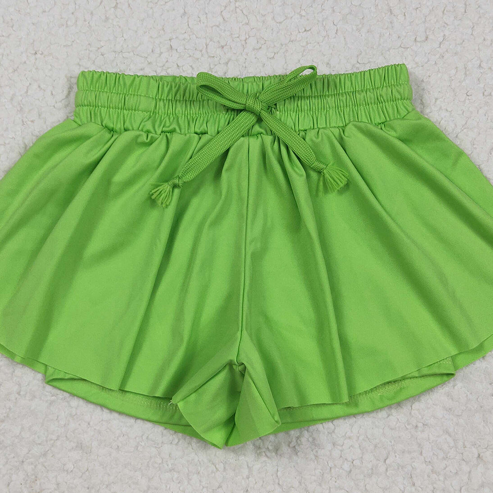 7.02 SS0548RTS NO MOQ Baby Girls Summer Yoga Shorts Baby Girls Green Skort Shorts Bottoms