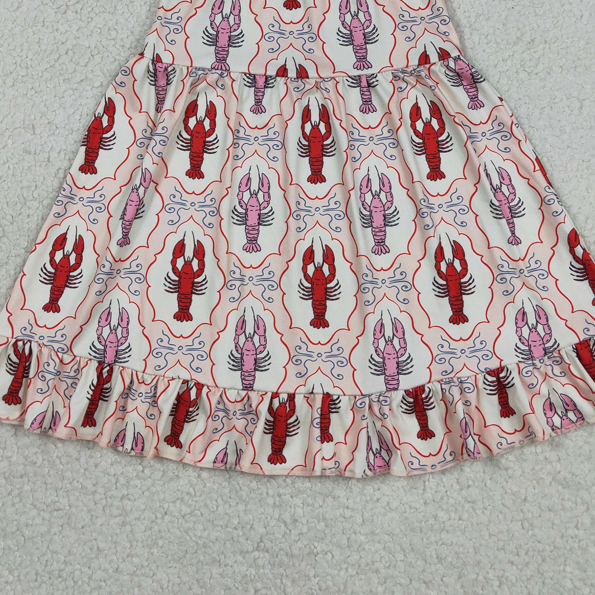 GSD3730 RTS NO MOQ （In stock）Pink adjustable straps crawfish ruffle girls dresses