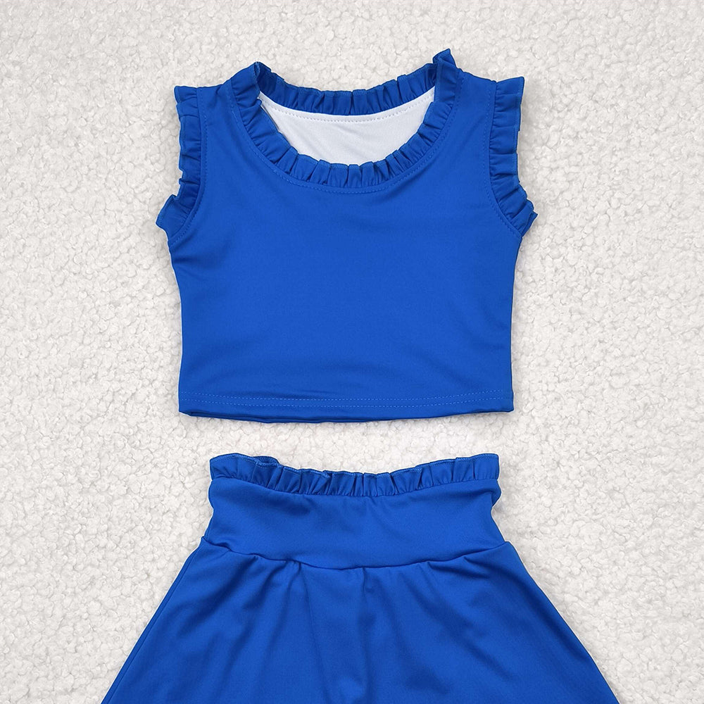 4.28 GSD2391 RTS NO MOQ Baby Girls Yoga Outfits baby girl clothes yoga blue sleeveless dress