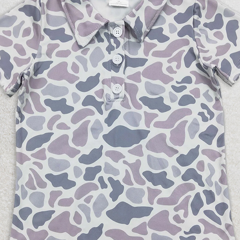 USA Shop (in stock)BT0597  Baby Boys Baby Boys Summer Tops  Camo Short Sleeve Buttons Tee Shirts Tops