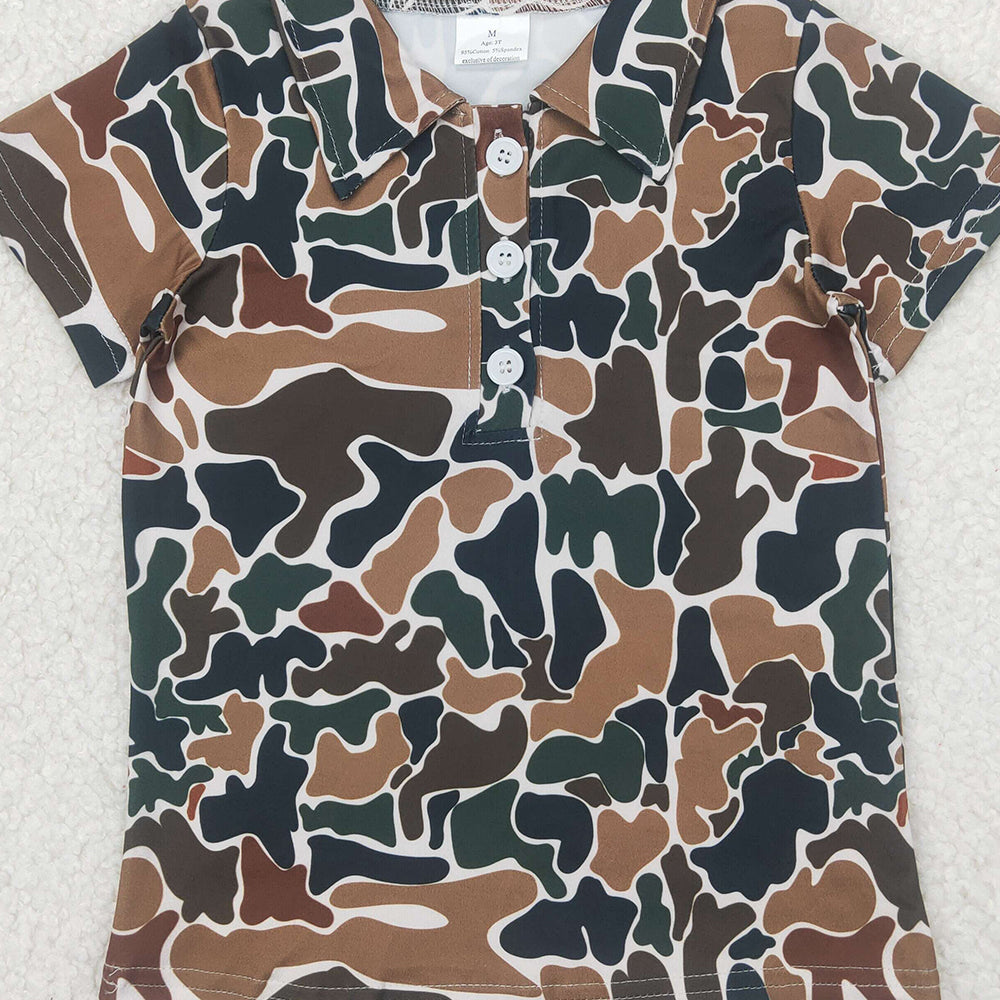 5.20 BT1213 RTS NO MOQ Baby Boys Summer Tops Short sleeves brown camo print kids boys polo shirt