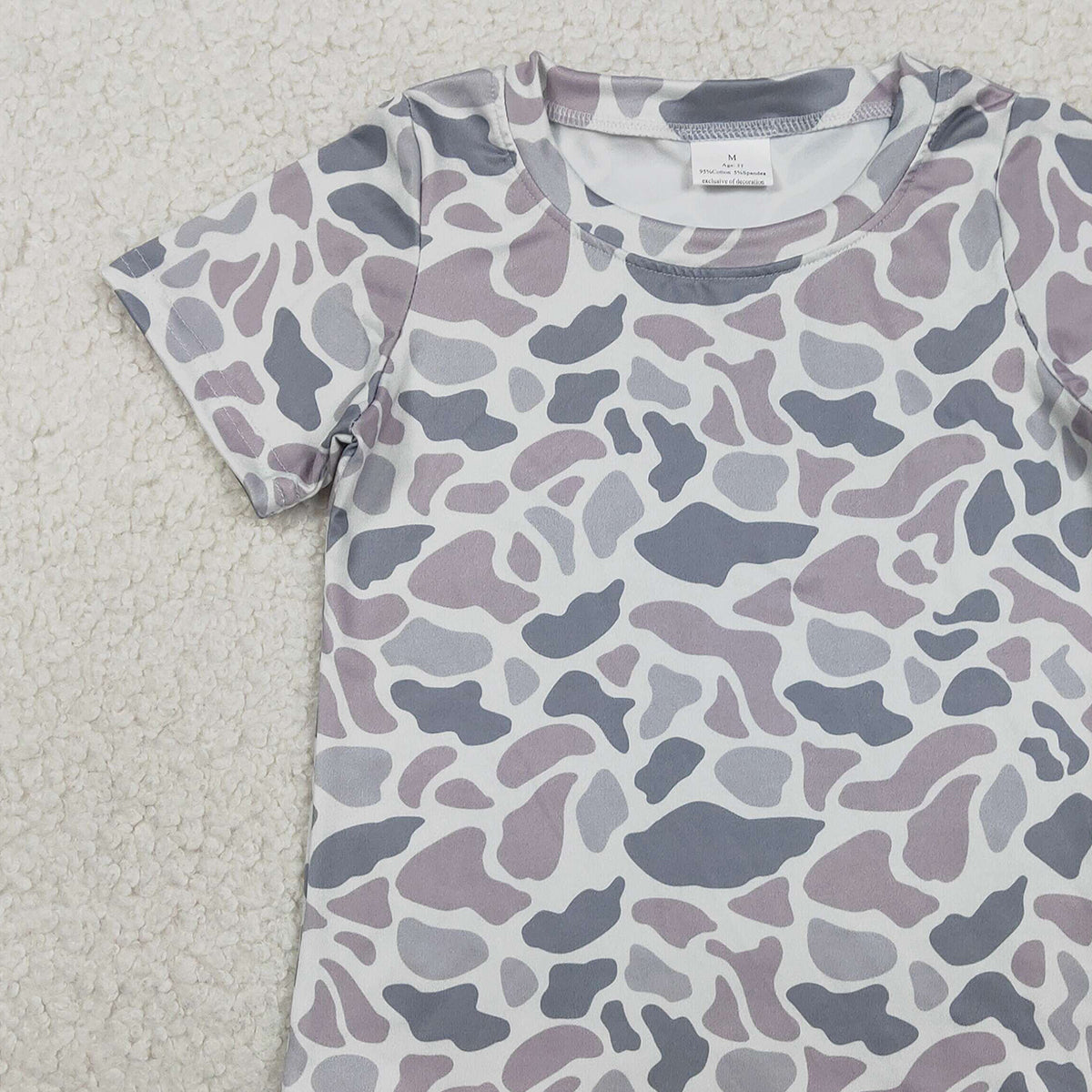 2.9 RTS NO MOQ （In stock）BT1712 Kids' Clothing for Baby Boys Short Sleeve Light Grey Camouflage T-shirt Top