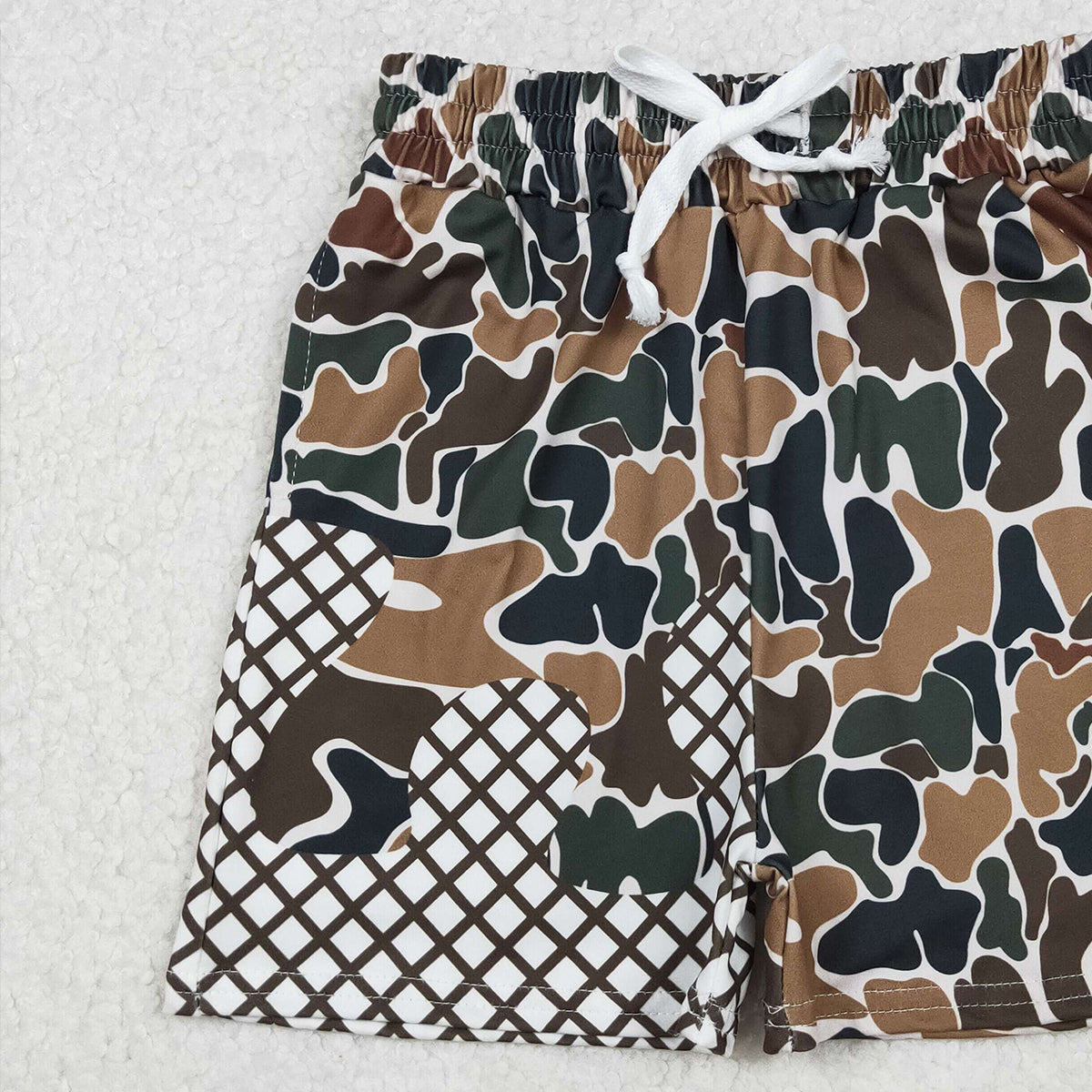 10.27 RTS NO MOQ （In stock）SS0651 Baby Boys Summer Shorts Baby Boys Dark Green Camo Drip Southern Team Shorts Bottom