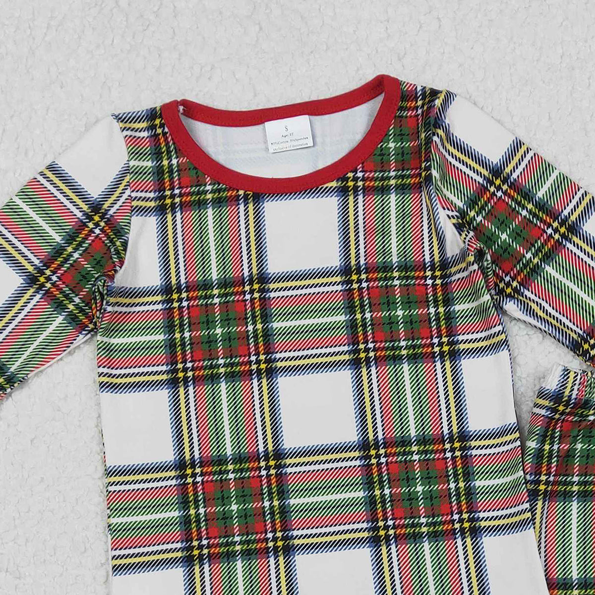 11.4 RTS NO MOQ （In stock）GLP2829 Baby Girls Green Red Checked Top Ruffle Pants Christmas Pajamas Sets