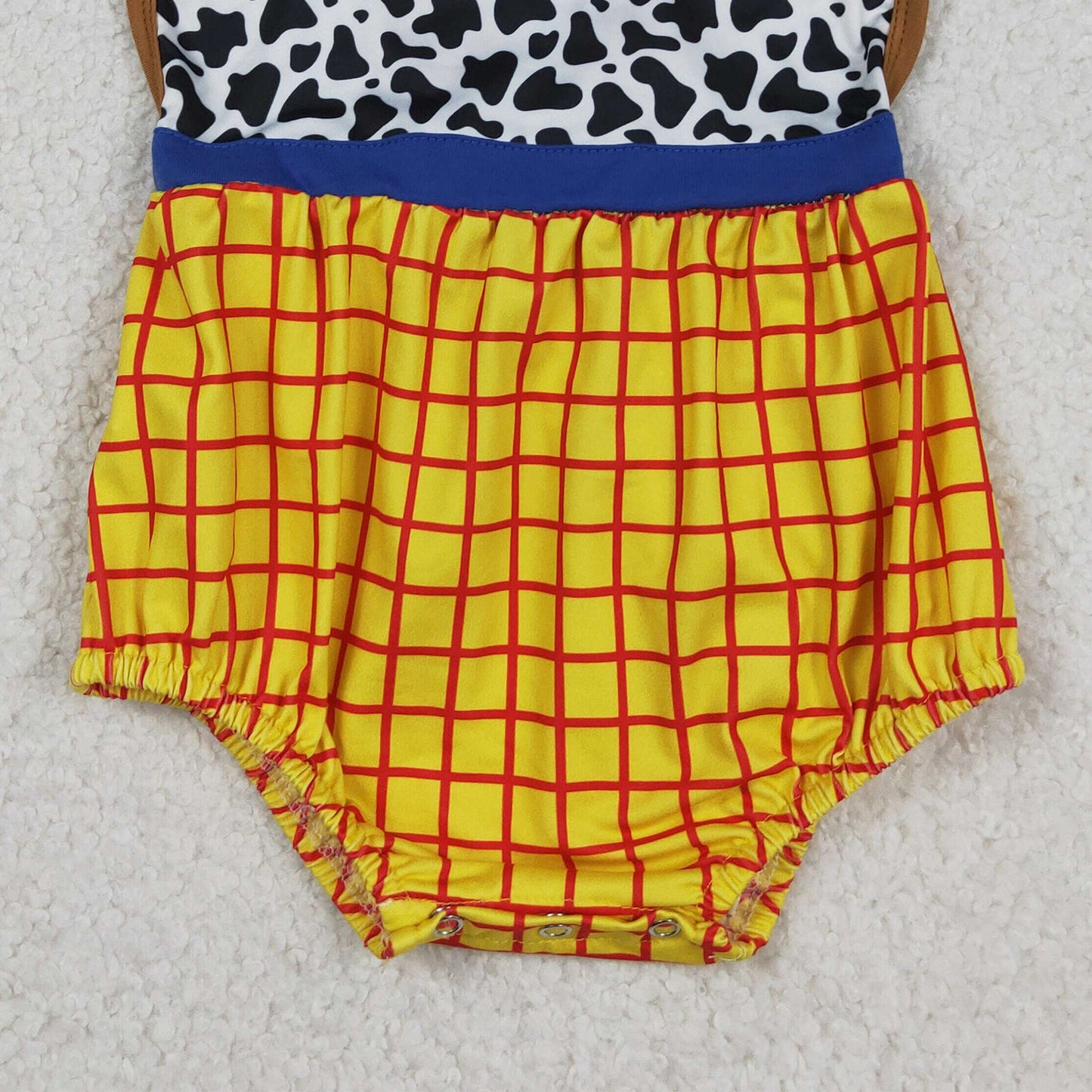 SR4114 RTS NO MOQ （In stock）Straps cow plaid baby boy summer romper