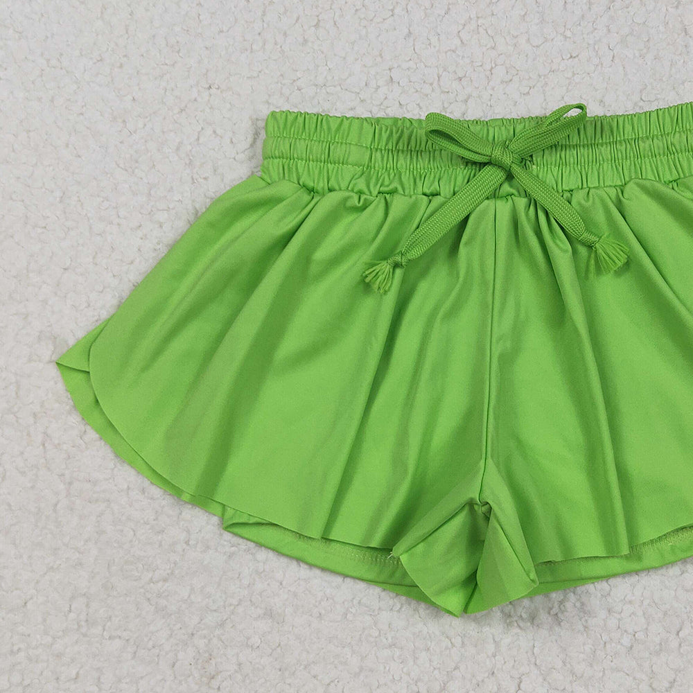 7.02 SS0548RTS NO MOQ Baby Girls Summer Yoga Shorts Baby Girls Green Skort Shorts Bottoms
