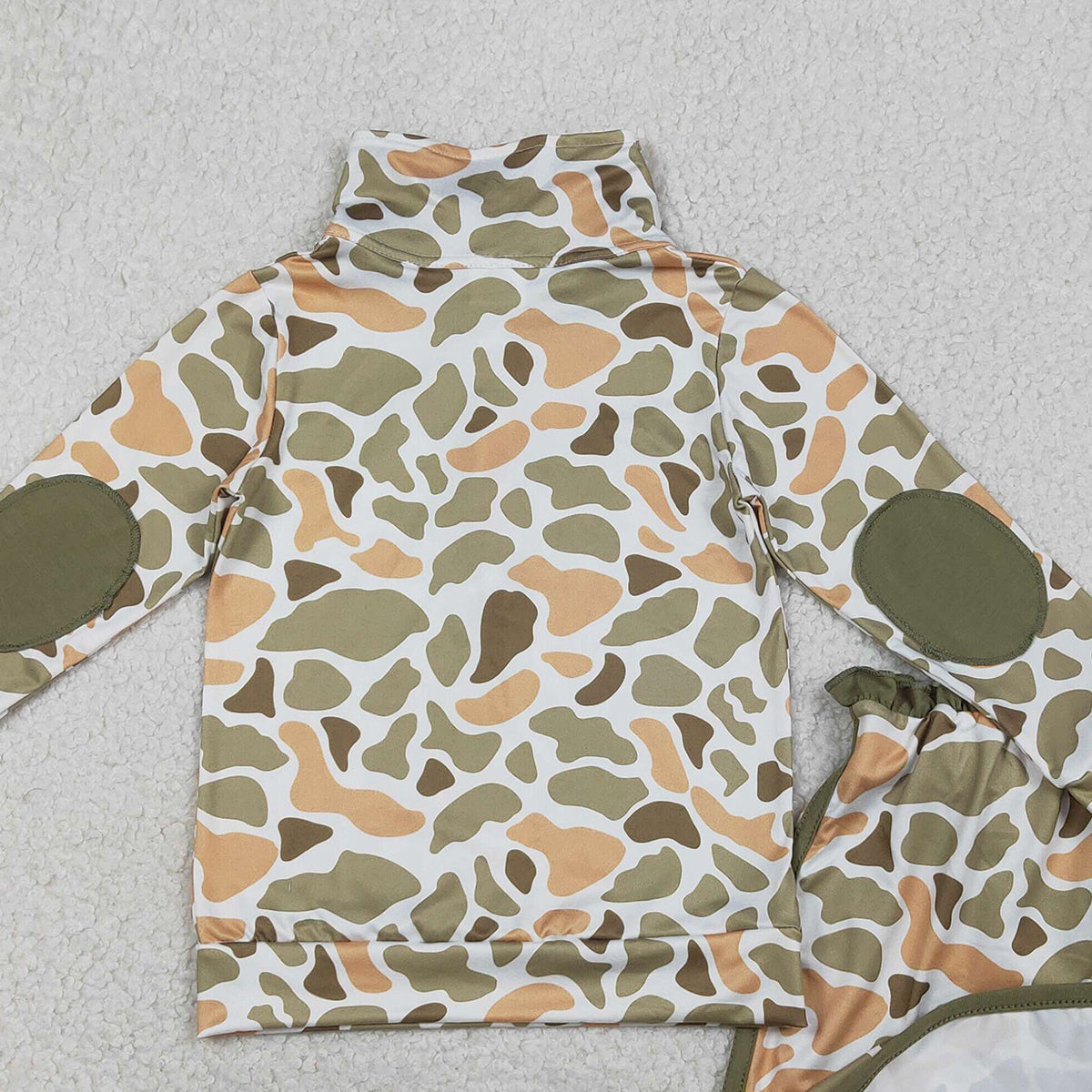 1.17 RTS NO MOQ （In stock）GLD1545 Baby Girls Southern Orange Camo Zip Pullover Skirt Shorts Clothes Sets