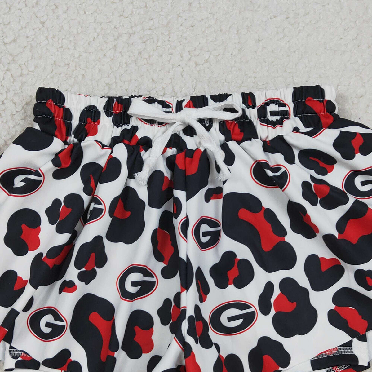 3.14 RTS NO MOQ （In stock）SS0814  Baby Girls Cute Black Leopard G Yoga Active Team Ruffle Shorts Bottom