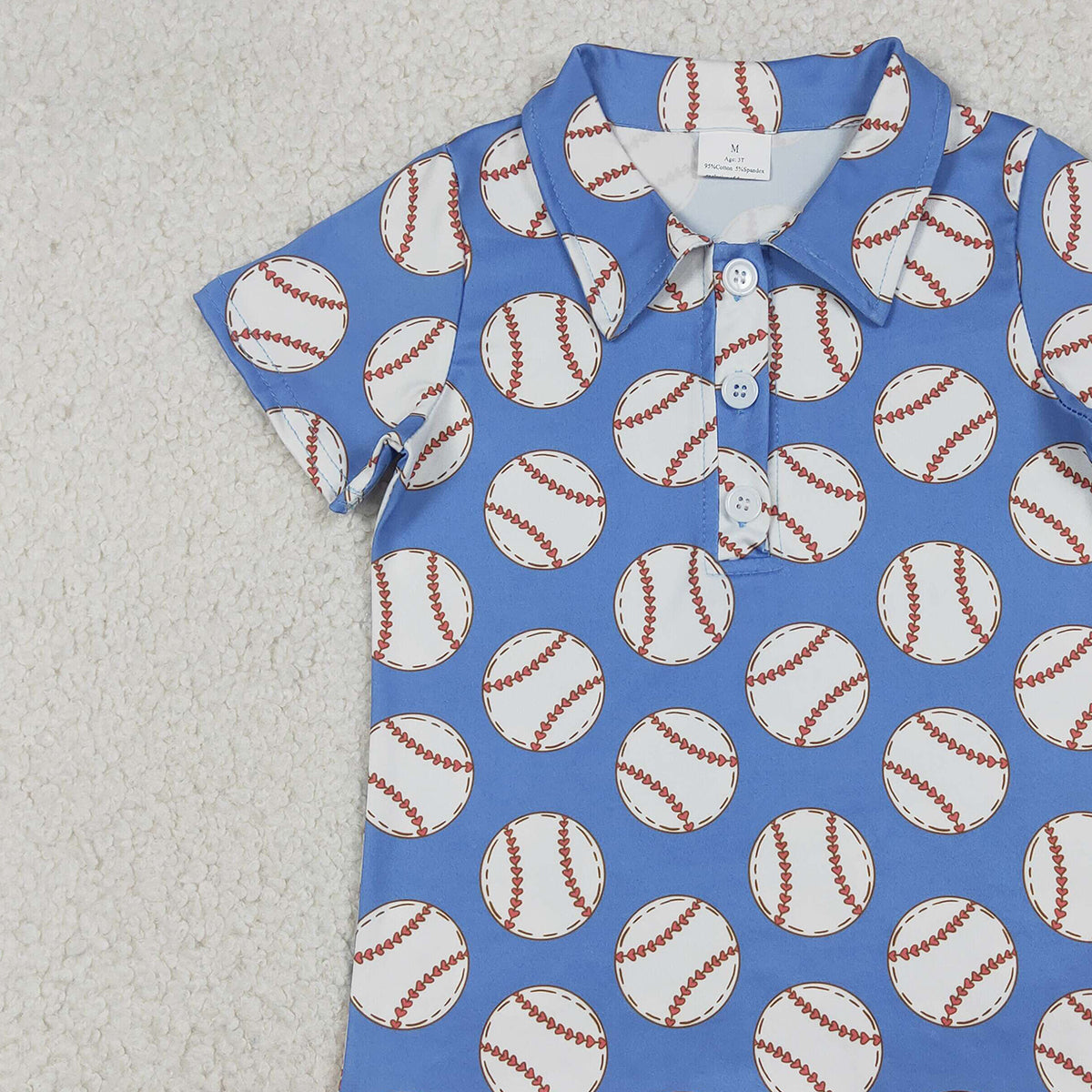 12.19 RTS NO MOQ （In stock）BT1578 Baby Boys Baseballs Team Button Polo Shirts Top