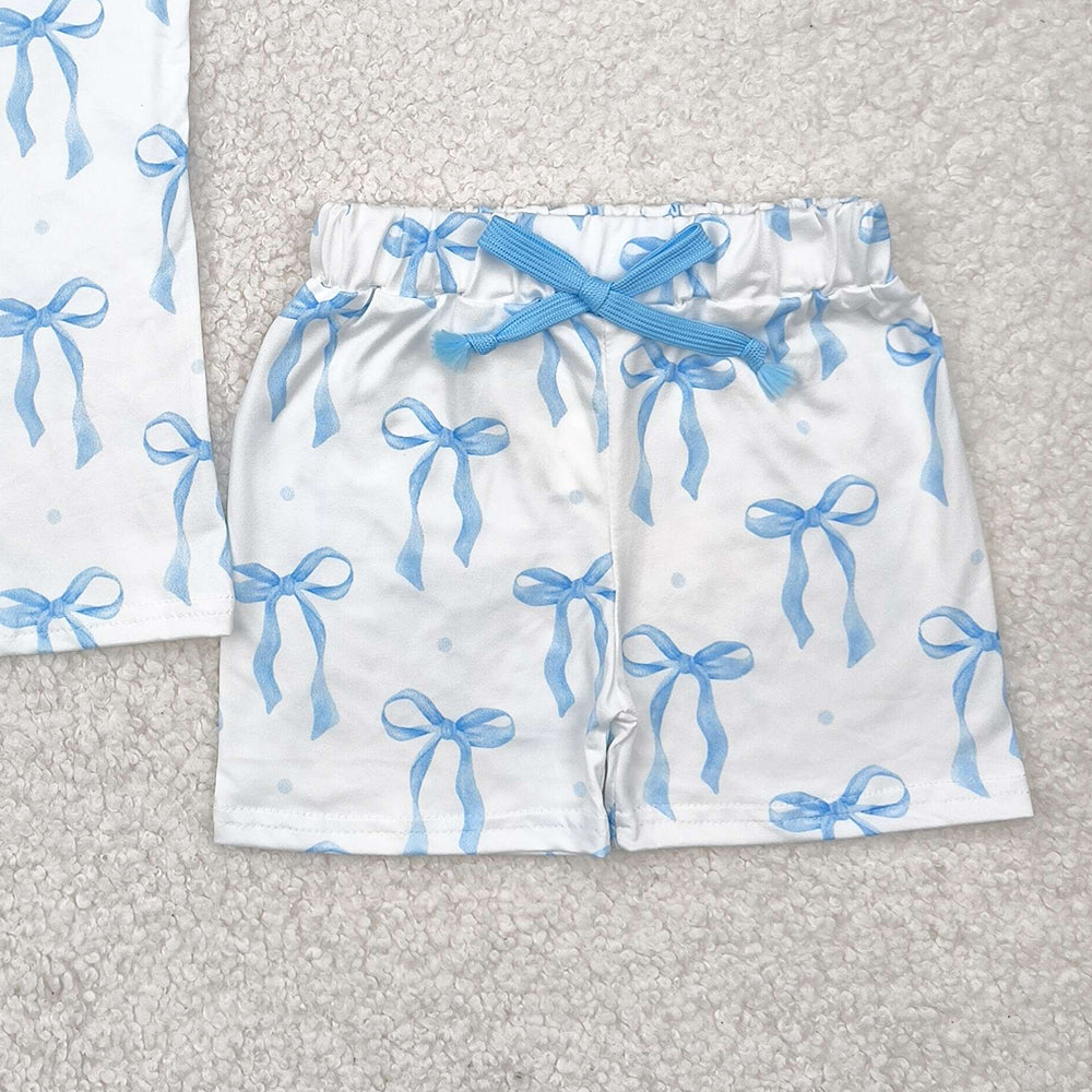 7.19  GSSO2478RTS NO MOQ Baby Girls Summer Outfits baby girl clothes yoga bow sleeveless shorts set