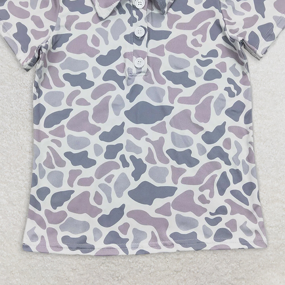 USA Shop (in stock)BT0597  Baby Boys Baby Boys Summer Tops  Camo Short Sleeve Buttons Tee Shirts Tops