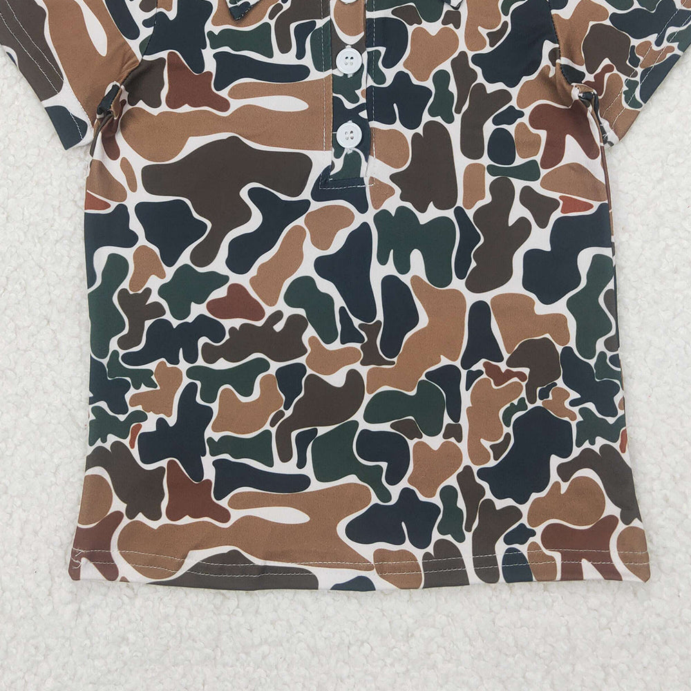 5.20 BT1213 RTS NO MOQ Baby Boys Summer Tops Short sleeves brown camo print kids boys polo shirt