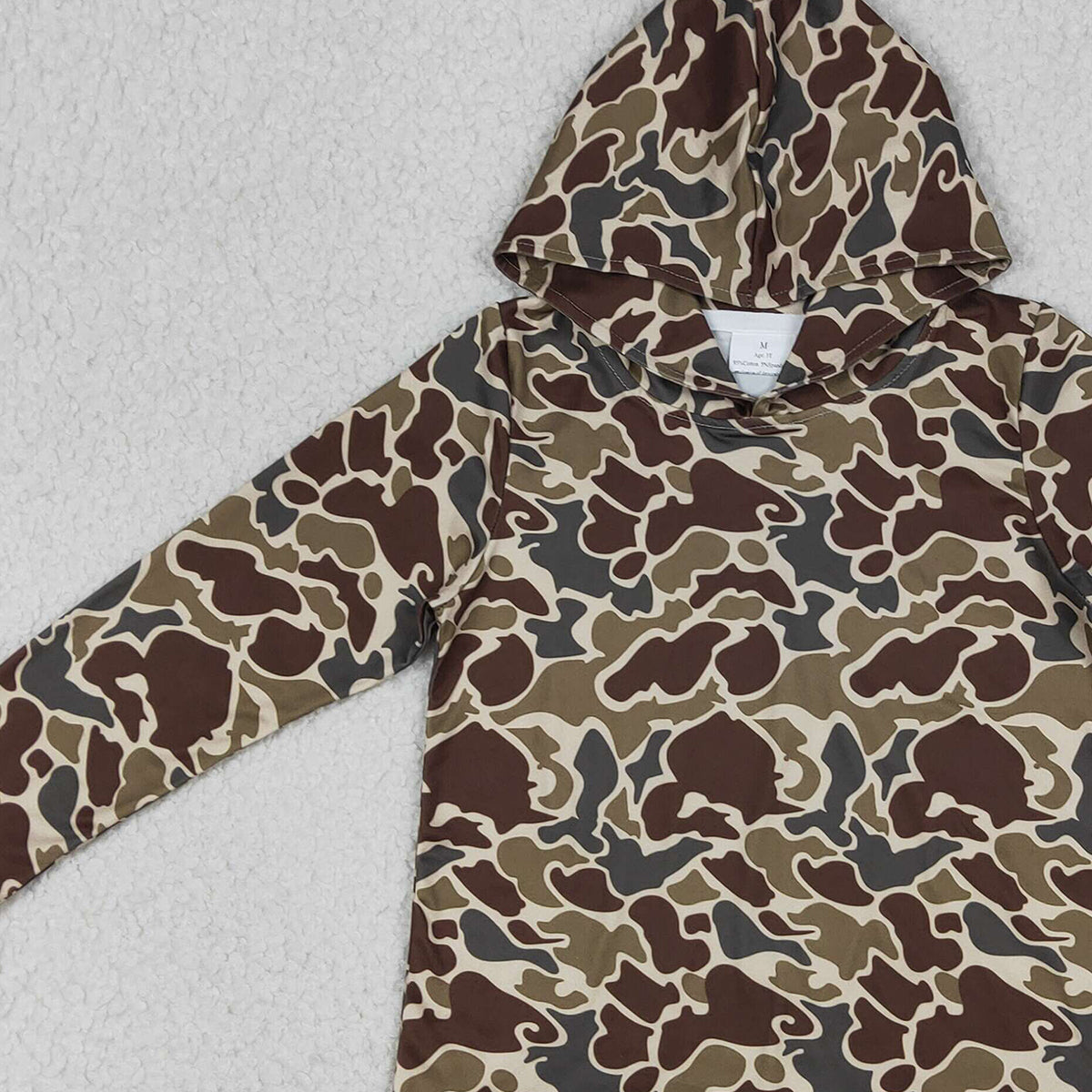 1.8 RTS NO MOQ （In stock）BT1650 Baby Boys Southern Dark Khaki Camo Long Sleeve Hoodies Top