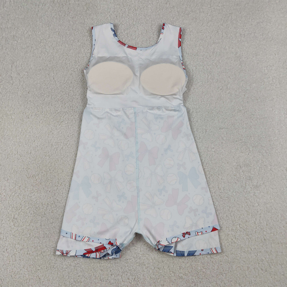 4.8 GSD2150 RTS NO MOQ （In stock) Sleeveless red blue bow baseball kids girls athletic dresses