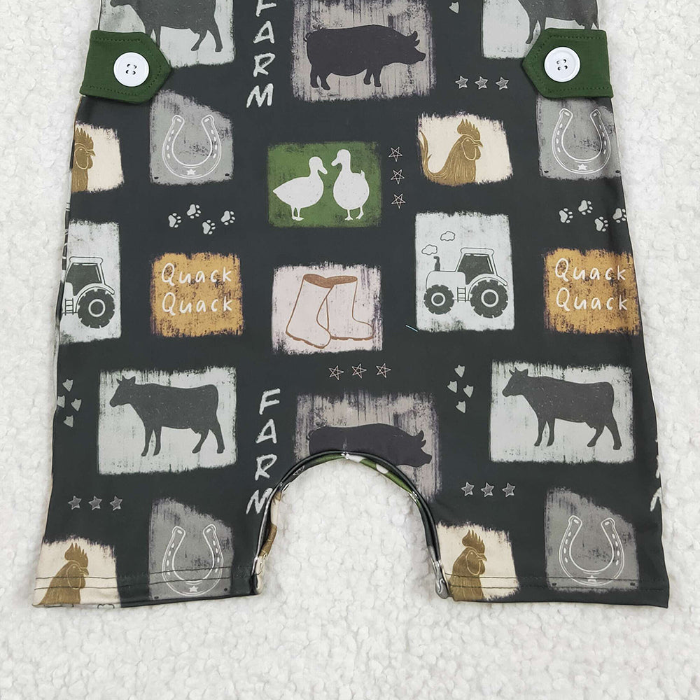 6.18 SR2874 RTS NO MOQ Baby Boys Summer Rompers Baby Infant Boys Western Cow Boots Buttons Rompers