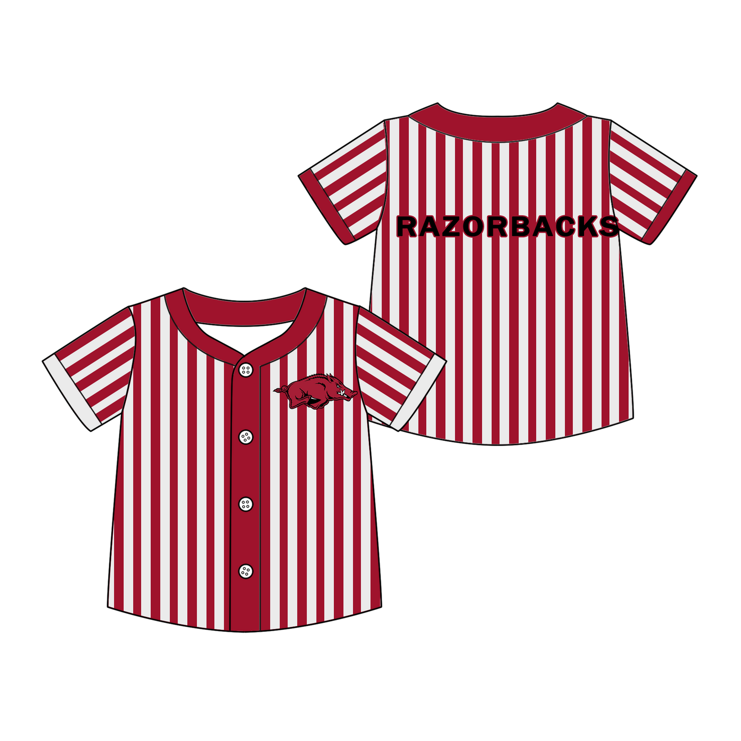 CUSTOM MOQ 5 mix size summer teams Baby Boys Striped Baseball Jersey Sports Team Game Day Button shirt