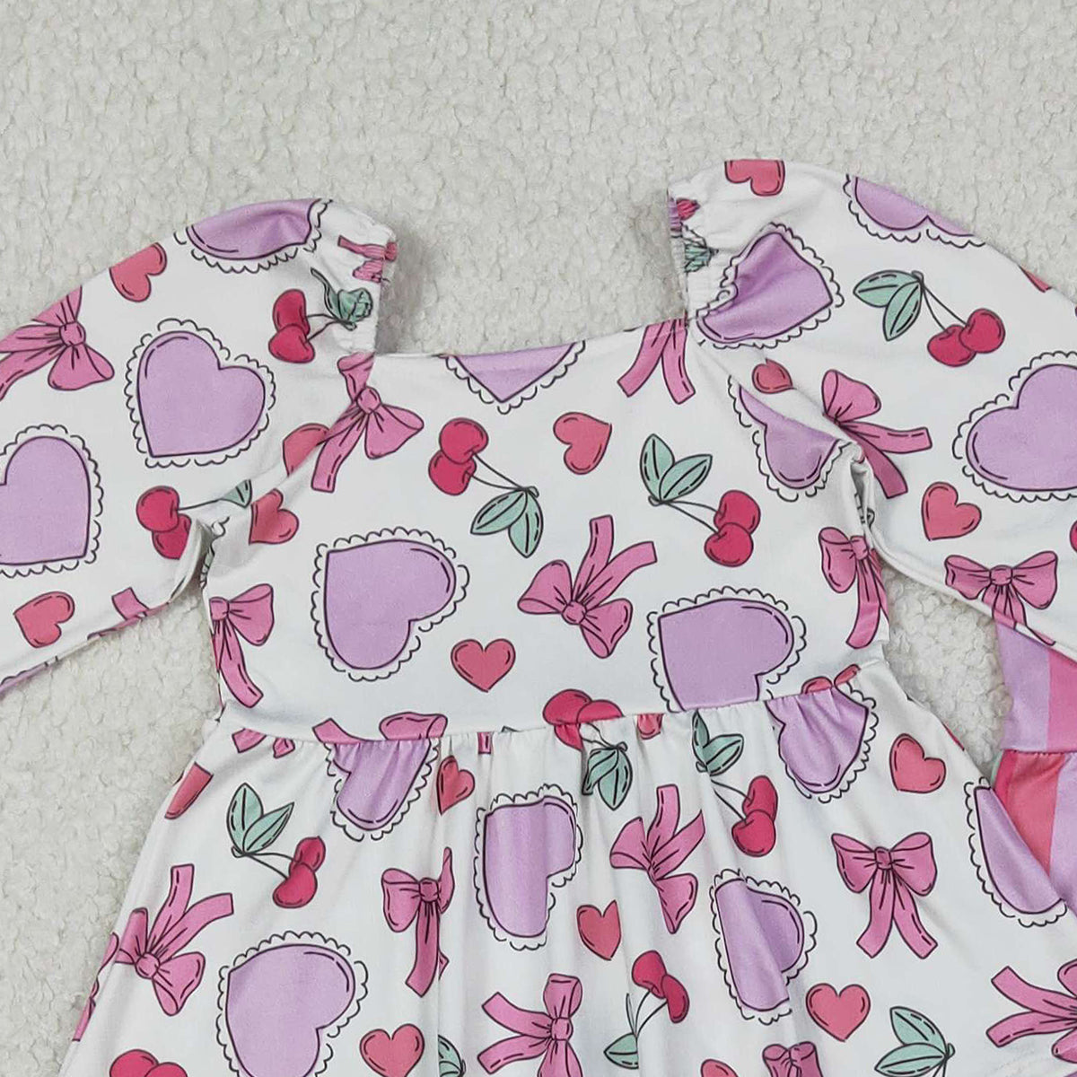 12.13 RTS NO MOQ （In stock）GLP3119 Baby Girls Colorful Hearts Tunic Stripe Bell Bottom Pant Valentines Clothes Sets