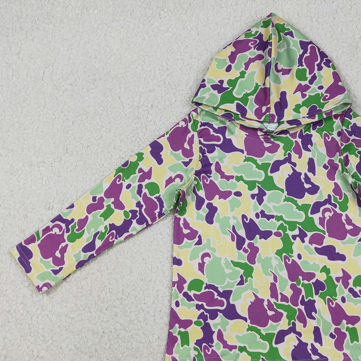 12.8 RTS NO MOQ （In stock）BT1507 Baby Boys Mardigras Camo Long Sleeve Hoodies Top