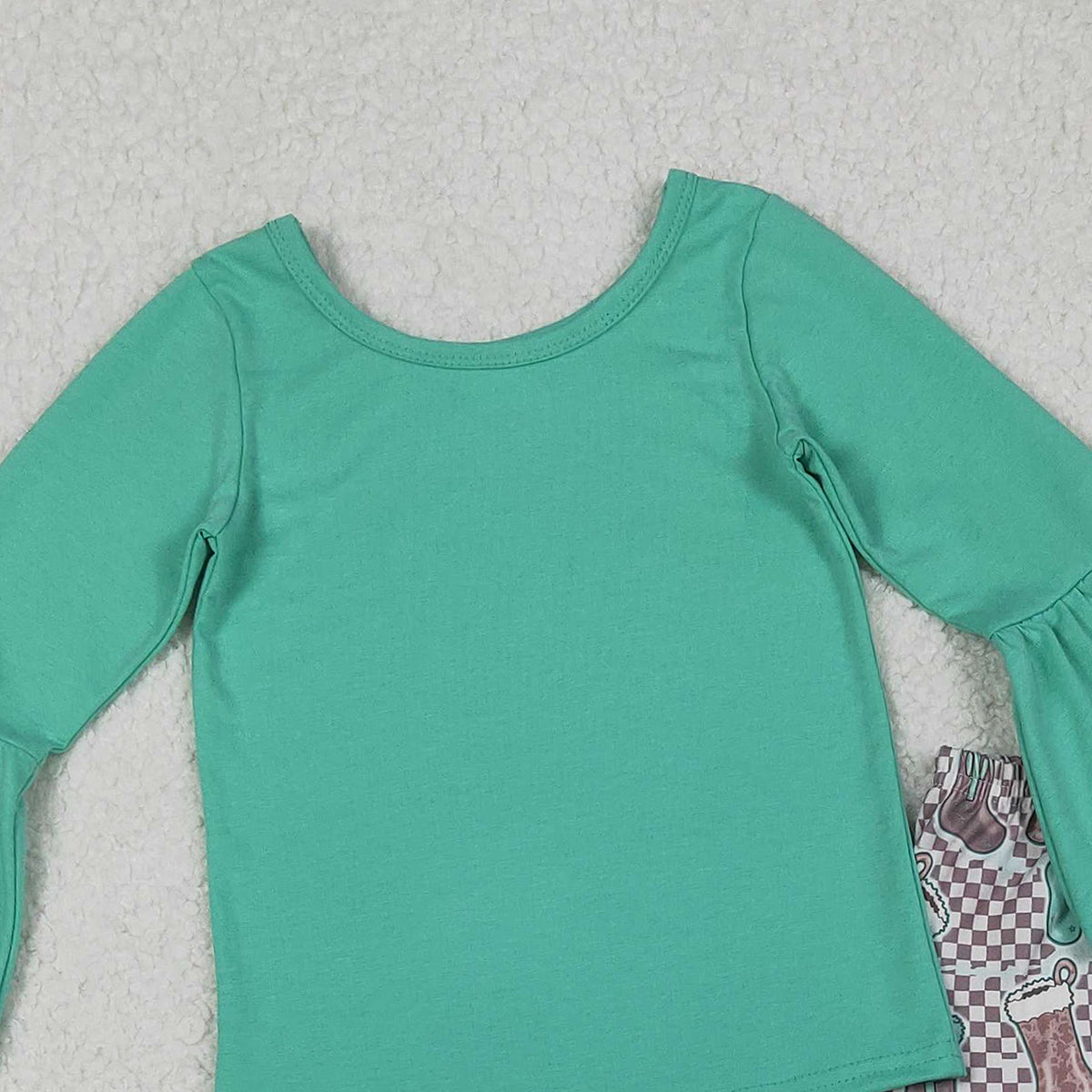 11.6 RTS NO MOQ （In stock）GLP3036 Baby Girls Aqua Top Cactus Boots Bell Bottom Pants Western Clothes Sets