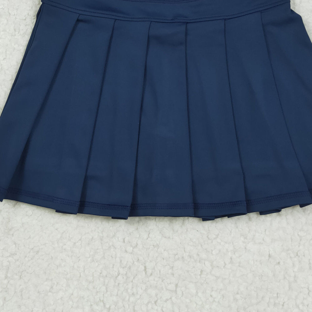RTS NO MOQ （In stock） GLK0122 Baby Girls Summer Yoga Skirt Baby Girls Navy Yoga Pleated Skorts Bottom