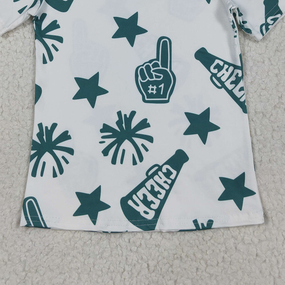 USA Shop (in stock)GT0955RTSBaby Girls Summer Tops Green Cheerleader Kids Girls Short Sleeve Team Shirt Comfortable Fit Sports Uniform for Children