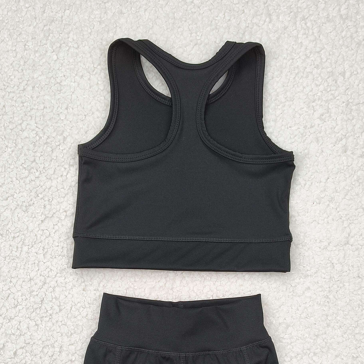 5.01 GSSO1517RTS NO MOQ Baby Girls Yoga Outfits  Black straps top shorts girls summer yoga clothes