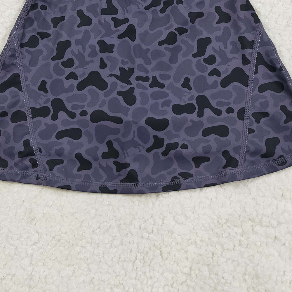 8.22 RTS NO MOQ （In stock）GLK0130 Baby Girls Summer Yoga Skirt Baby Girls Western Dark Gray Ducks Camo Yoga Skorts Bottom