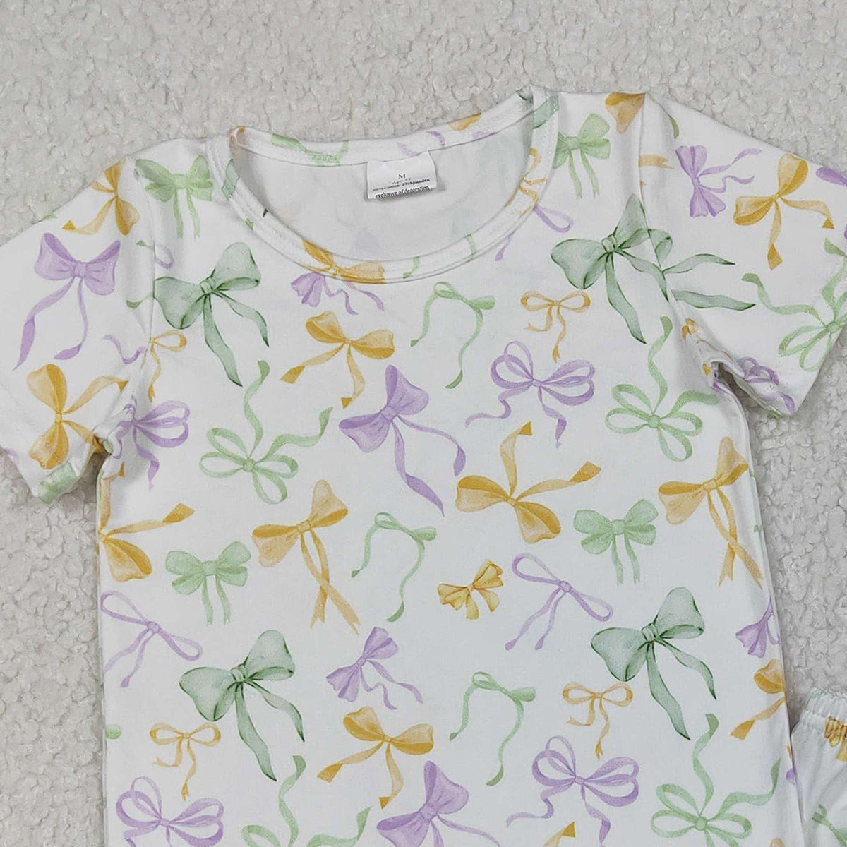 10.31 RTS NO MOQ （In stock）GSSO2717 Baby Boys Summer Outfits Baby Girls Mardigras Bows Plaid Top Ruffle Shorts Pajamas Sets