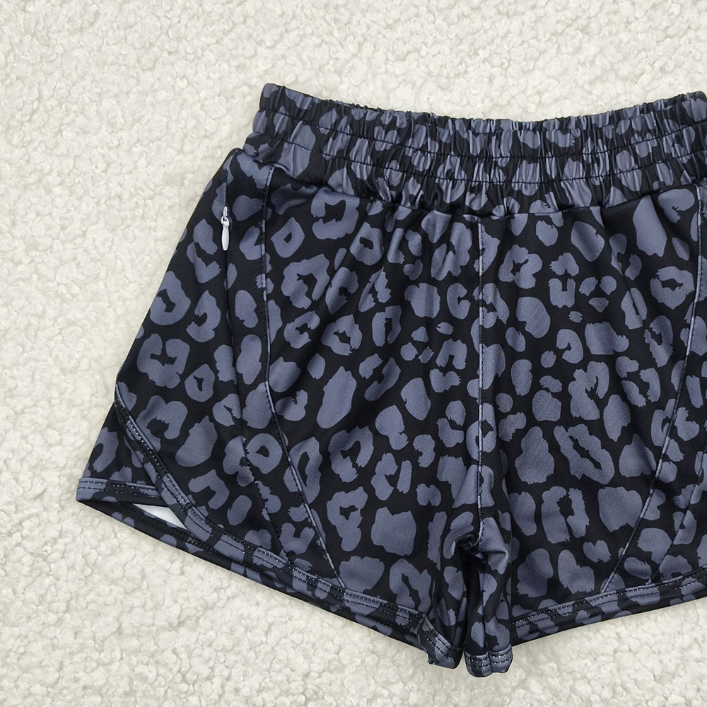 6.21 SS0467RTS NO MOQ Baby Girls Summer Yoga Shorts Baby Girls Black Leopard Yoga Shorts Bottoms