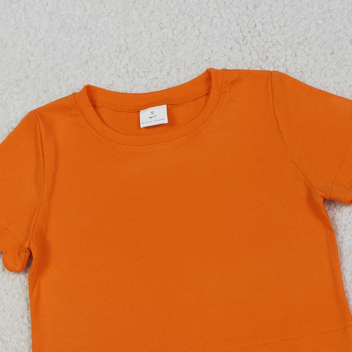 3.11 RTS NO MOQ （In stock）GSSO3178 Kids Clothing for Girls Baby Girls Short Sleeve Orange Shirts Top Scallop Shorts Clothes Sets