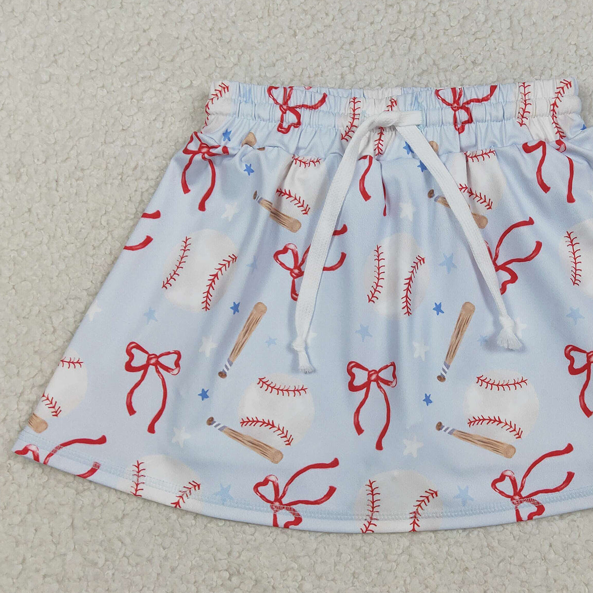 12.5 RTS NO MOQ （In stock）GLK0169 Baby Girls Summer Shorts Baby Girls Bows Baseballs Team Yoga Active Skirt Shorts Bottom