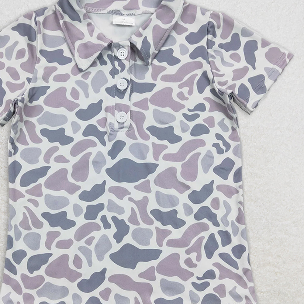 USA Shop (in stock)BT0597  Baby Boys Baby Boys Summer Tops  Camo Short Sleeve Buttons Tee Shirts Tops