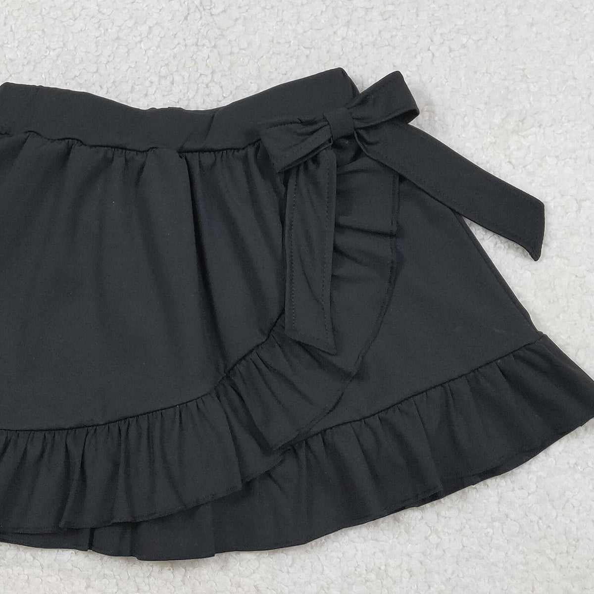 1.16 RTS NO MOQ （In stock）GLK0218 Baby Girls Summer Shorts Baby Girls Black Yoga Active Ruffle Skirt Shorts Bottoms