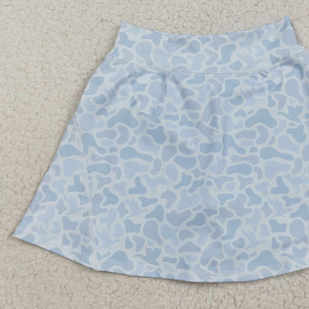 RTS NO MOQ （In stock）GLK0129 Baby Girls Summer Yoga Skirt Baby Girls Western Light Gray Camo Yoga Active Skorts Bottom