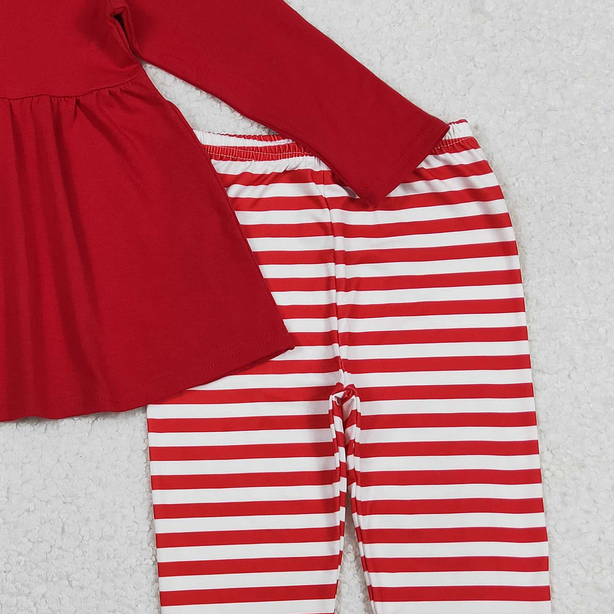 11.18 RTS NO MOQ （In stock）GLP2864 Baby Girls Red Long Sleeve Tunic Stripe Leggings Clothes Sets