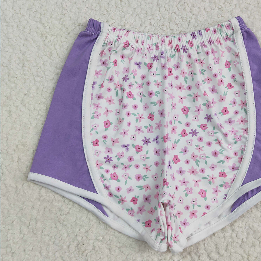 6.19 SS0524RTS NO MOQ Baby Girls Shorts Baby Girls Lavender Floral Strawberry Shorts Bottoms
