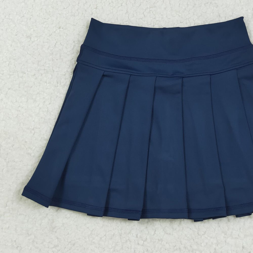 RTS NO MOQ （In stock） GLK0122 Baby Girls Summer Yoga Skirt Baby Girls Navy Yoga Pleated Skorts Bottom