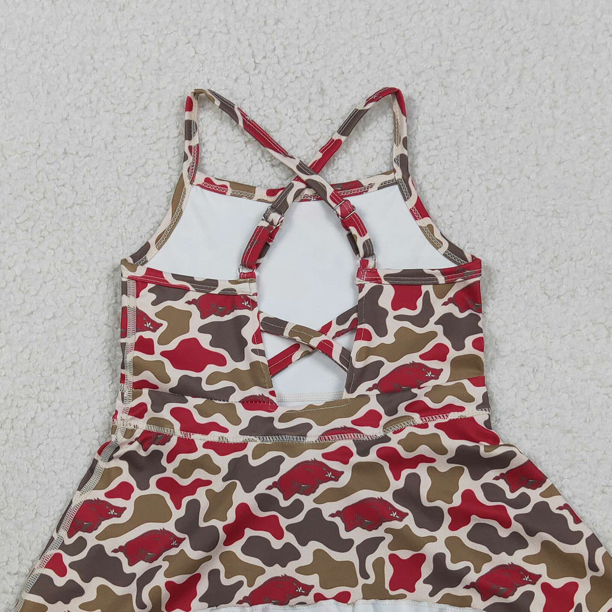 3.28 RTS NO MOQ （In stock）GSD3587 Straps camo hogs kids girls team athletic dress
