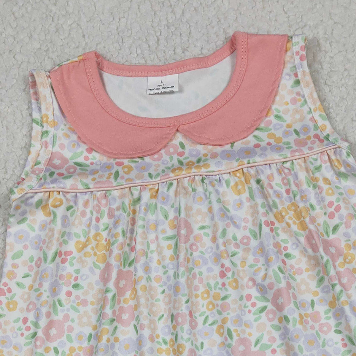 1.9 RTS NO MOQ （In stock）GSD3226 Baby Girls Sleeveless Pink Floral Collar Knee Length Dresses
