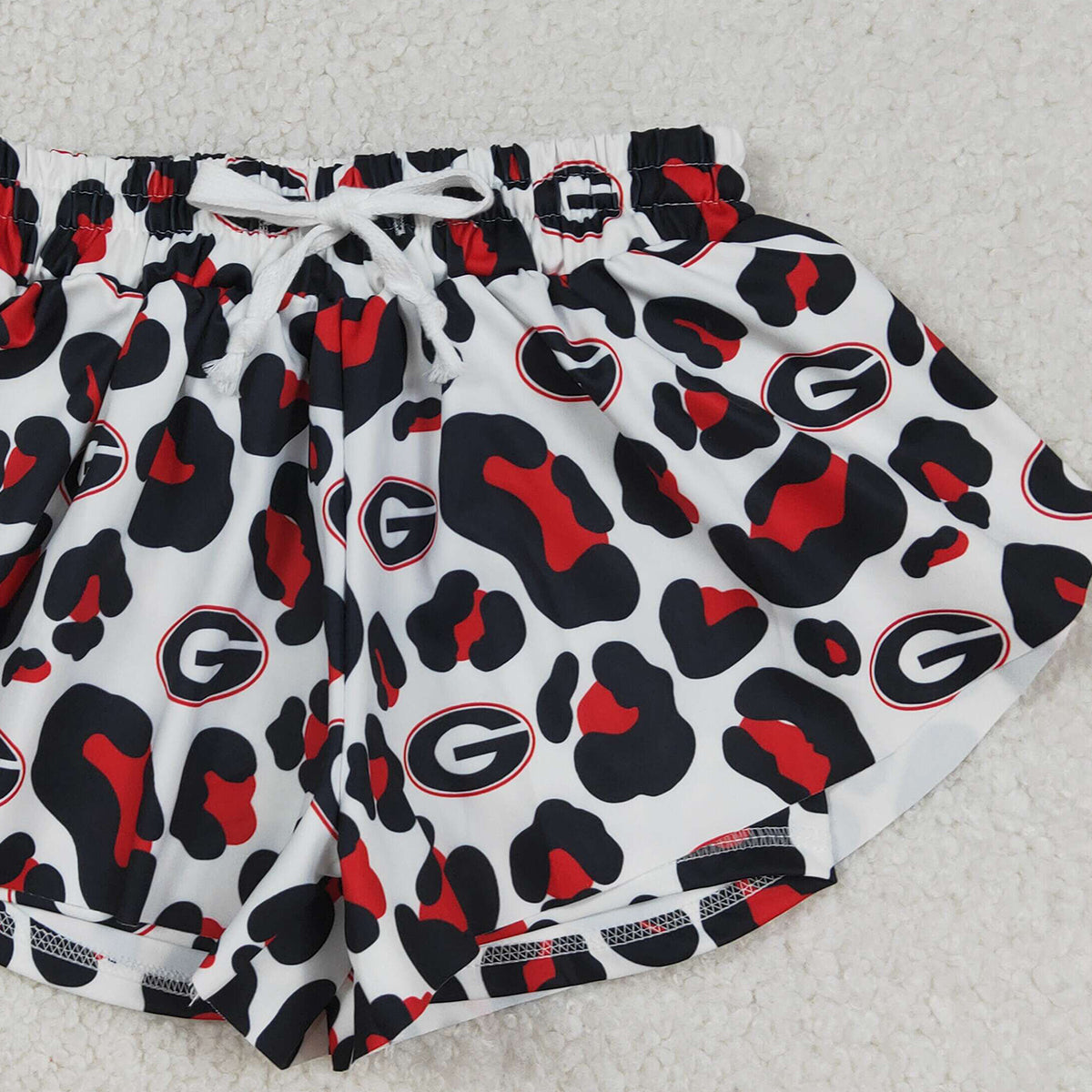 3.14 RTS NO MOQ （In stock）SS0814  Baby Girls Cute Black Leopard G Yoga Active Team Ruffle Shorts Bottom