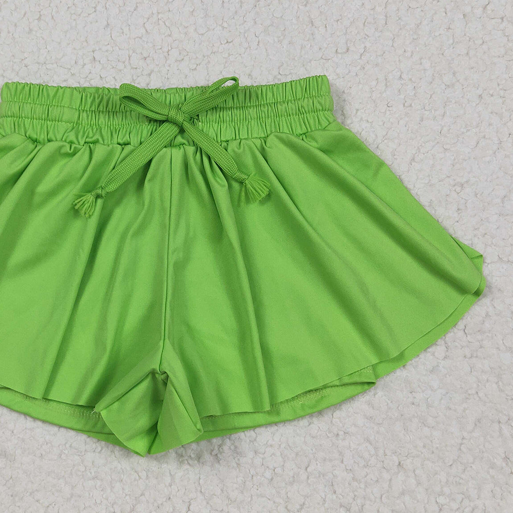 7.02 SS0548RTS NO MOQ Baby Girls Summer Yoga Shorts Baby Girls Green Skort Shorts Bottoms