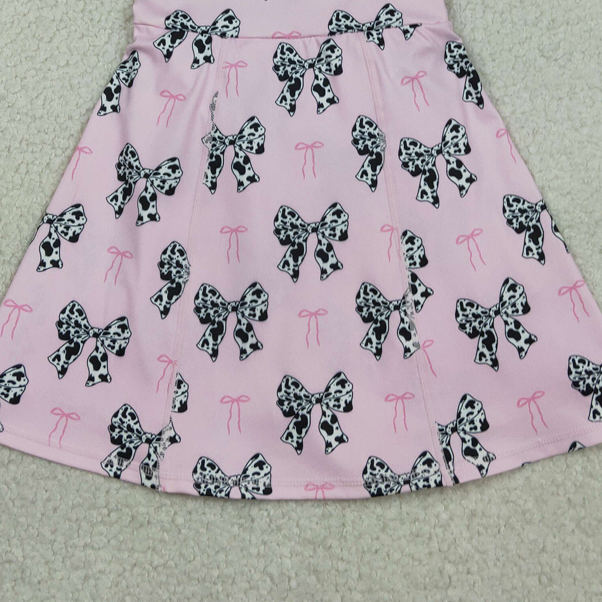 1.31 RTS NO MOQ （In stock）GSD1853 Baby Girls Western Cow Print Bow Sleeveless Skort Knee Length Dresses