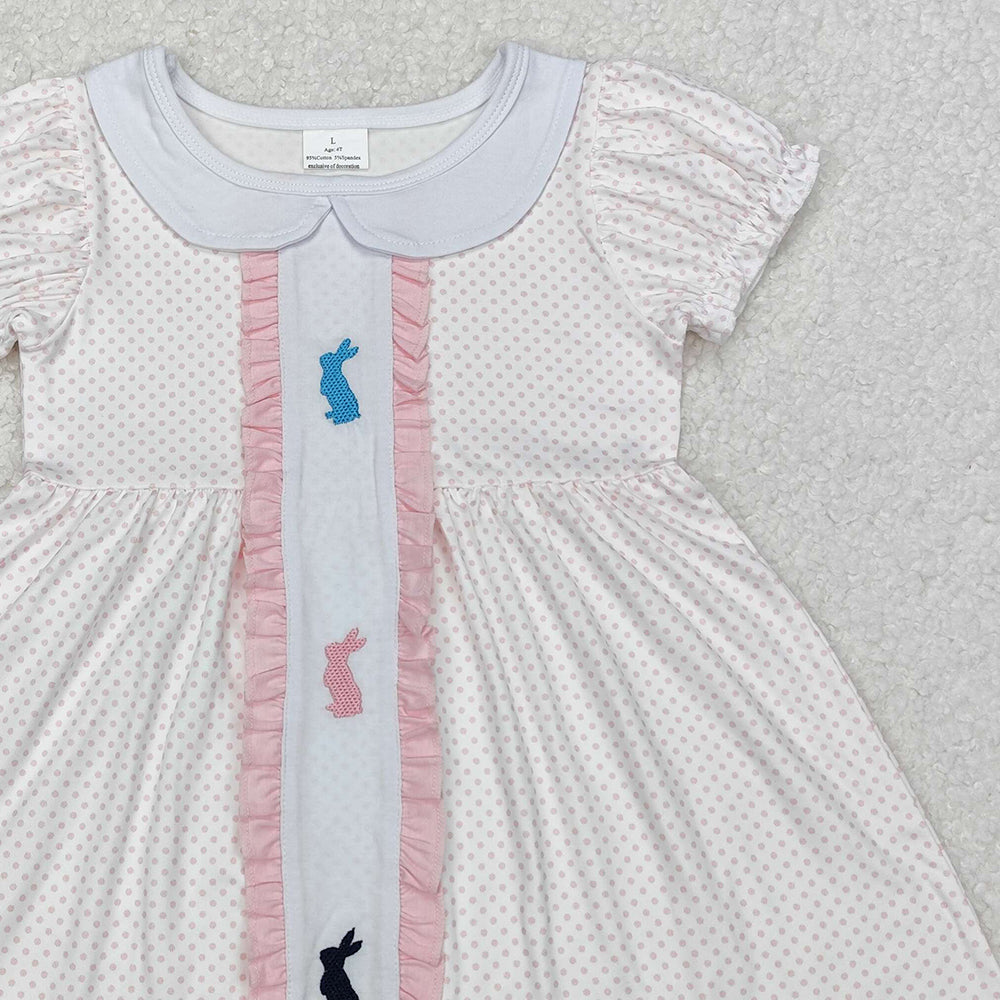 GSD1771 New Rts No Moq 8-9 Days By Air Arrived it Short sleeves polka dots bunny baby girls Easter dress
