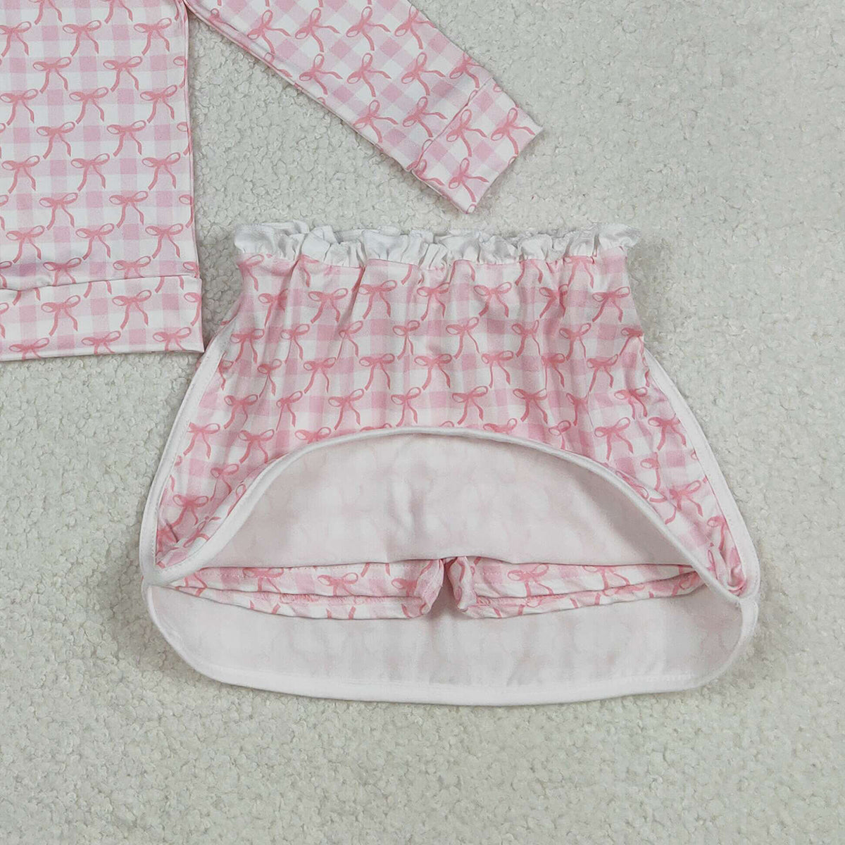 12.4 RTS NO MOQ （In stock）GLD1014 Baby Girls Pink Bows Zip Top Skort Bottoms Clothes Sets