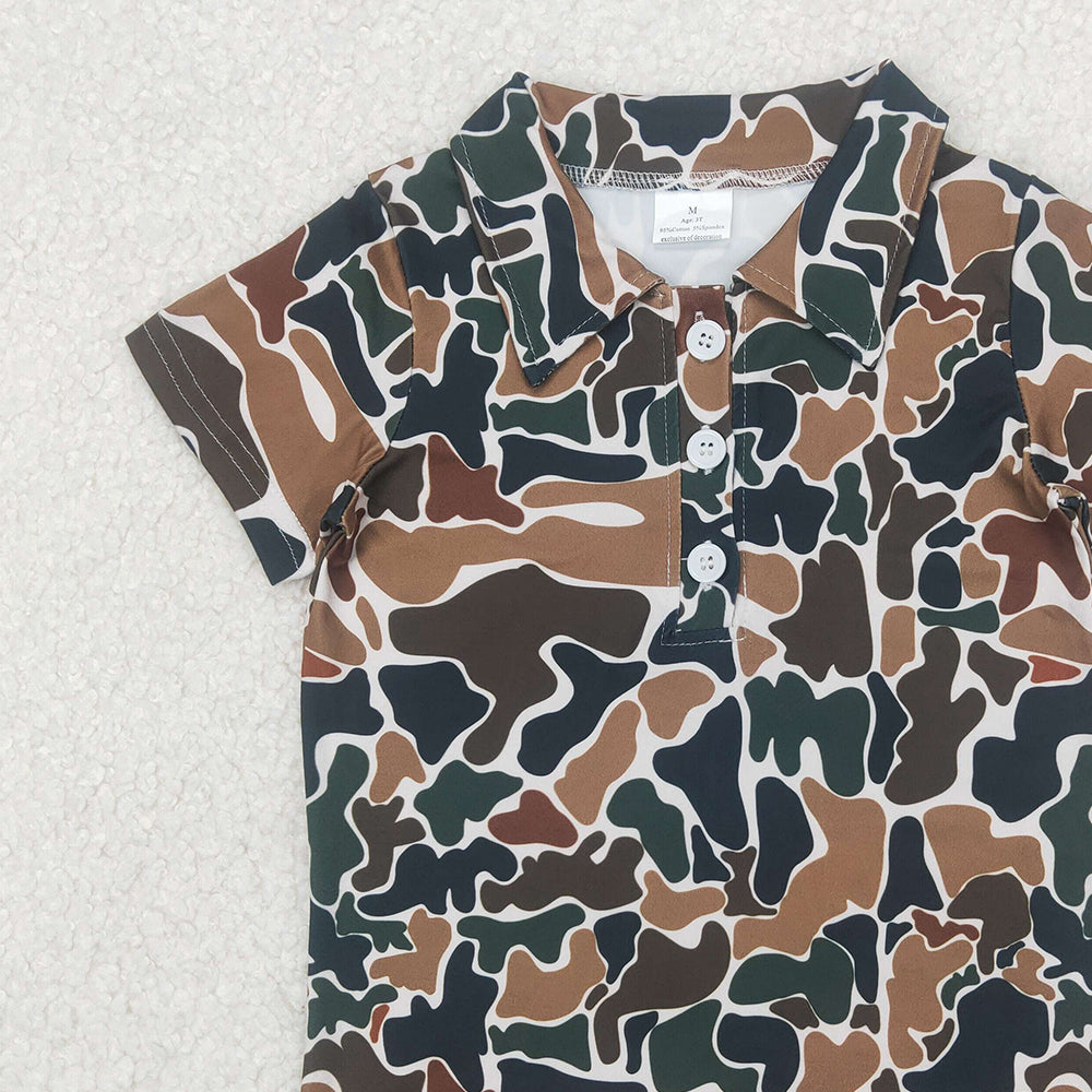 5.20 BT1213 RTS NO MOQ Baby Boys Summer Tops Short sleeves brown camo print kids boys polo shirt