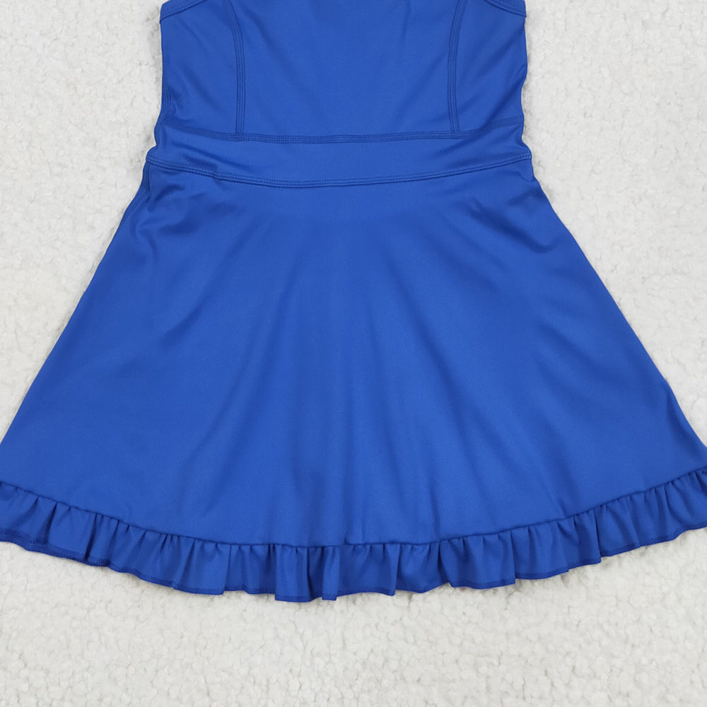 USA Shop (in stock) S0551 RTS NO MOQ Baby Girls Summer Yoga Dress Baby Girls Blue Sport Dress