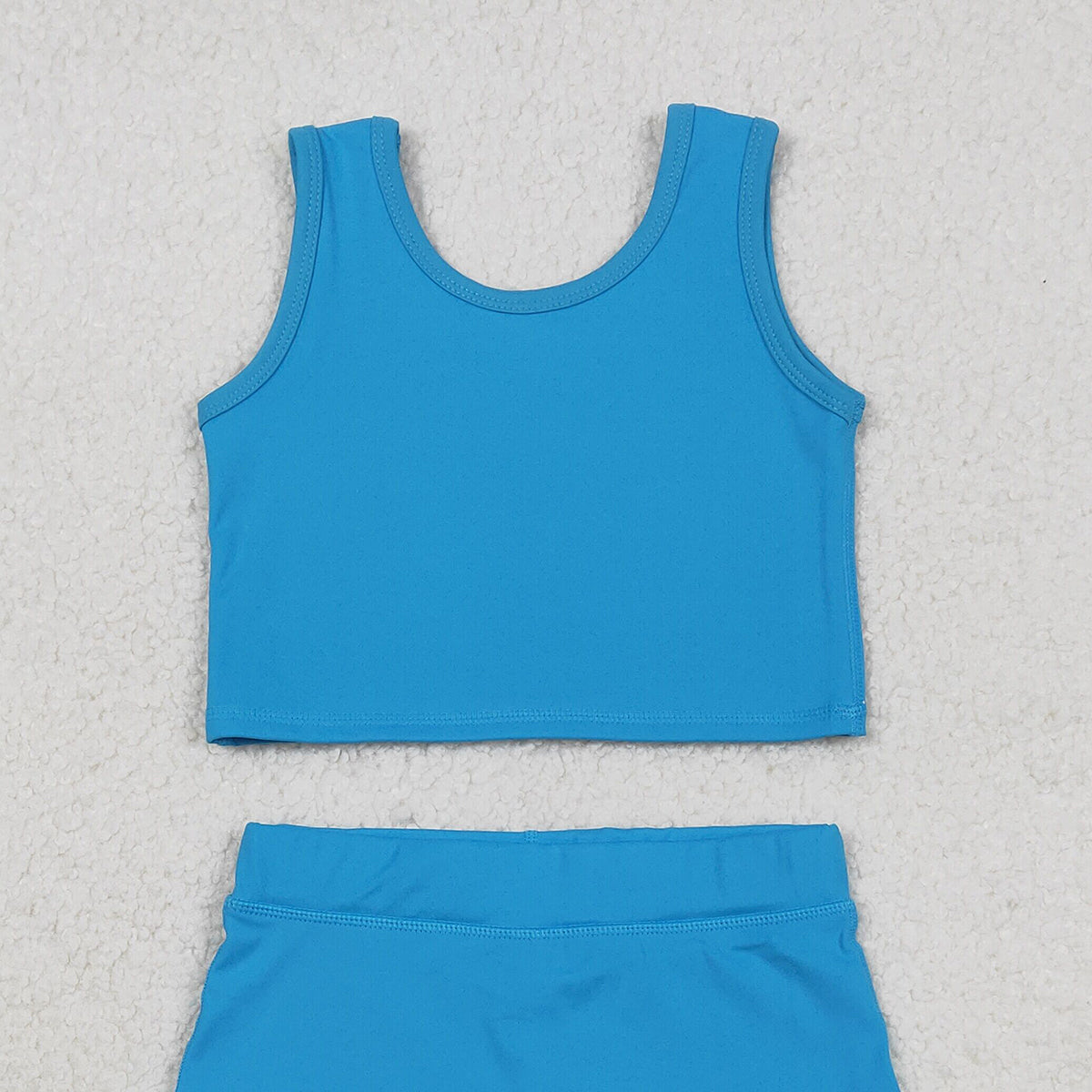 11.22 RTS NO MOQ （In stock）GSD2659 Baby Girls Blue Vest Top Skirt Shorts Bottom Active Active Clothes Yoga Set
